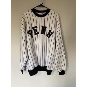 VTG Made in USA Cotton Blend Pinstripe Crewneck Pullover Penn State Baseball XXL